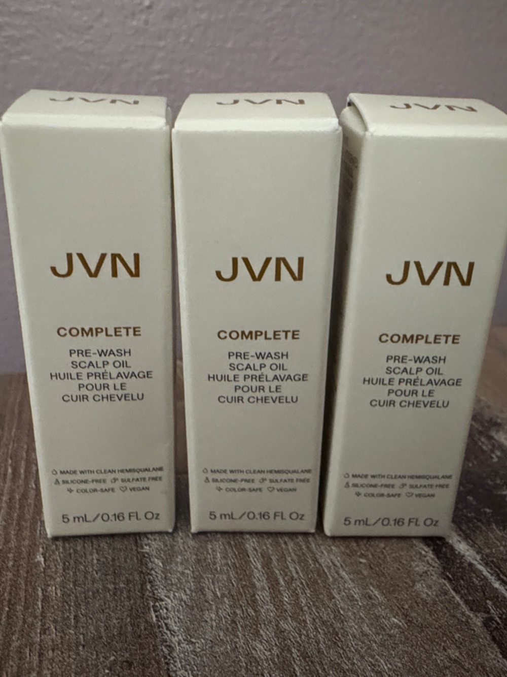 JVN Complete Pre-Wash Hair Oil Trio - White & Gold Boxes